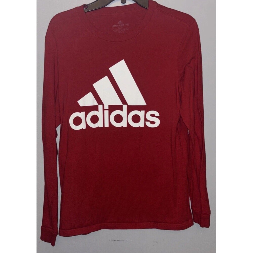 Adidas Climalite Red White Logo Long Sleeves Activewear Shirt Men’s Size M Top